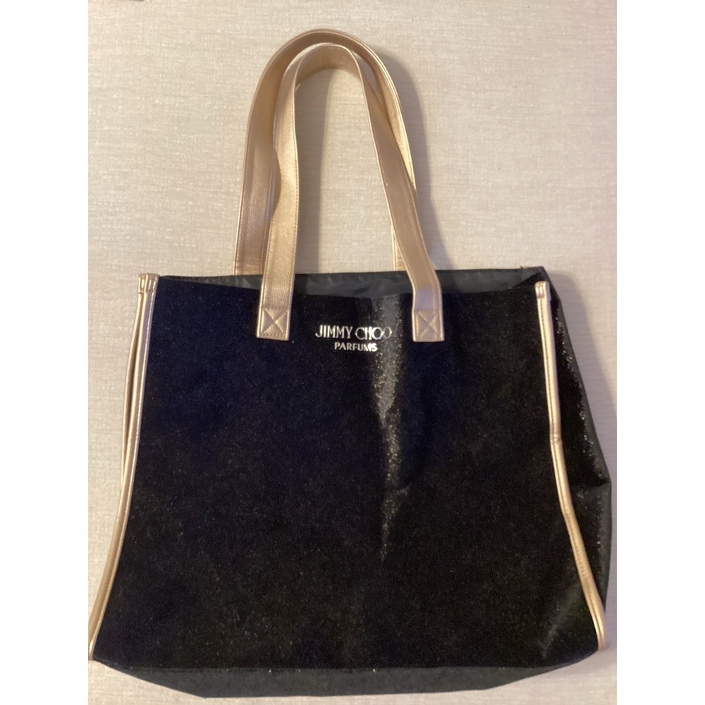 Jimmy Choo Parfums Black & Metallic Gold Shimmery Tote Bag
